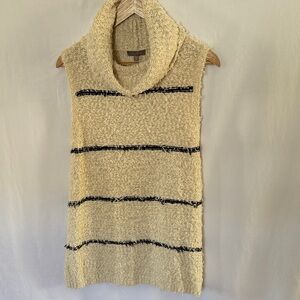 Lilla P Cream Sleeveless Cowl Neck Sweater with Black Stripes
